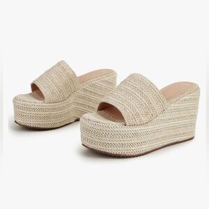 Womens Espadrille Platform Wedges Heel Sandals Open Toe Slides Bohemia Sandals